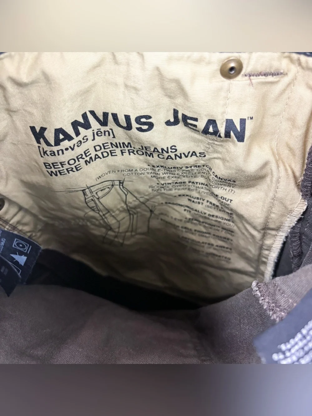 Kuhl Kanvus Jean Pant Brown Hiking Patina Dye Cotton Breathable Outdoor Mens 34
